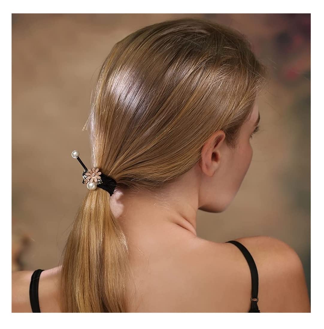 Scrunchies Per Capelli Piccola Testa Di Margherita Corda Strass Perla Copricapo Anello Per Capelli Elastico Accessori Per Elastici Per Coda Di Cavallo