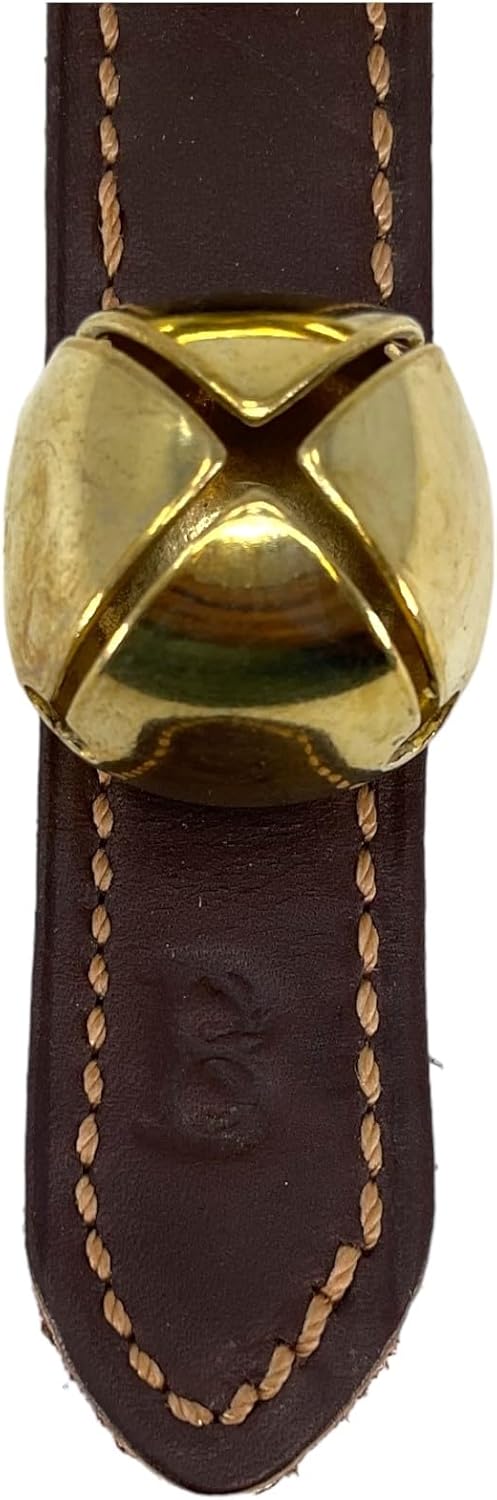 Pinnacle Peak Trading Company Walking Moose Charm Dark Brown Leather Sleigh Bell Door Hanger Made in USA