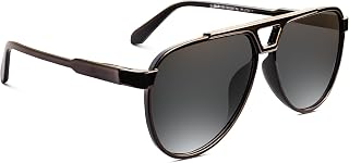 DURER Aviator Sunglasses, Black Frame, Gradient Grey Lenses, Metal Trim Price In India