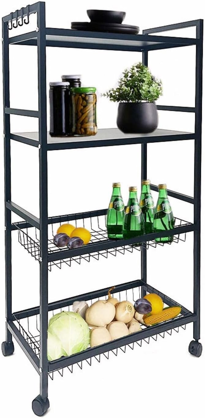 HEXAR® 4 TIER Metal Shelving Unit on Wheels, Adjustable Storage Racks
