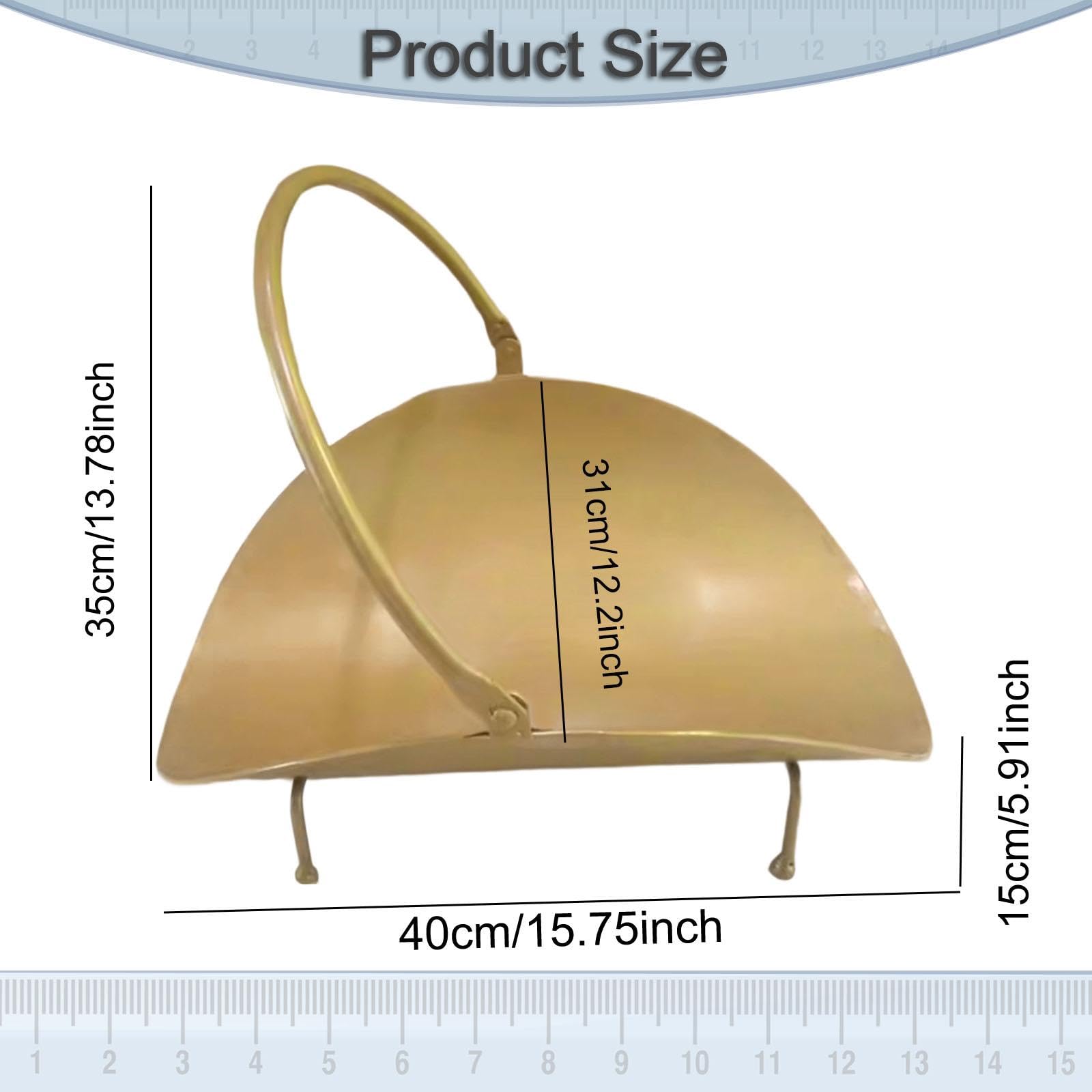 Milageto Soporte para leña para Chimenea, Cesta para leña, Soporte para apilar leña, Resistente, para Interiores, con asa, Accesorio Europeo para Chimenea, Oro