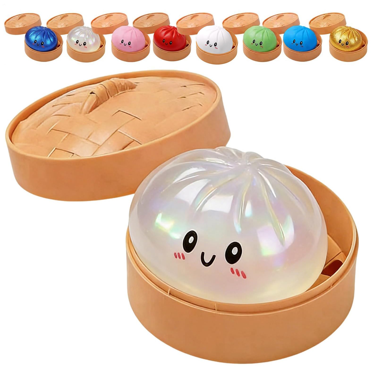 Giant Glitter Dumpling Squishy - Glitter Dumpling Squishy with Box, mysterys Squishys Dumplings Box, Juguetes Antiestrés para Adultos Y Adolescentes, Rellenos para Cestas De Pascua