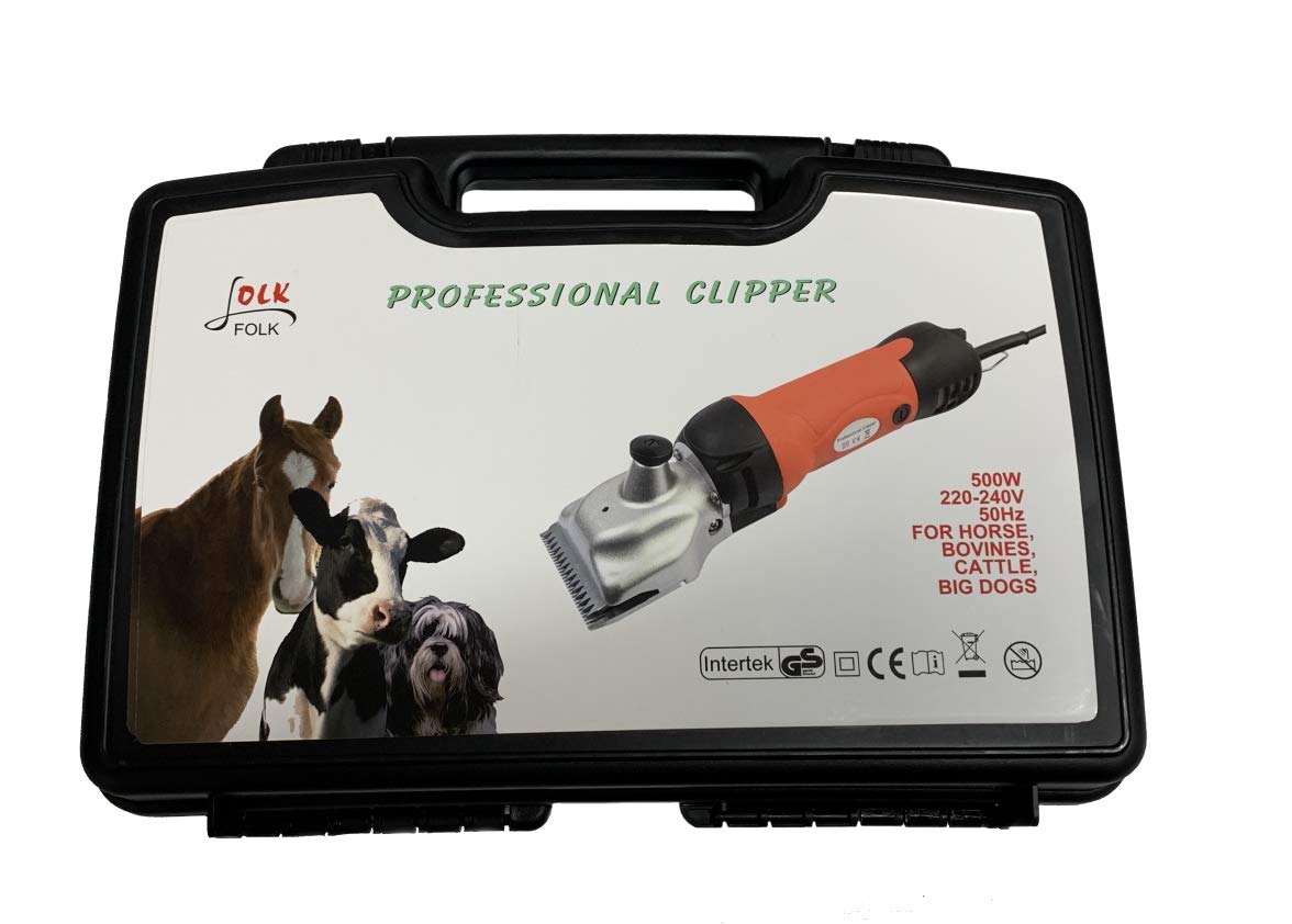 Folk Esquiladora Profesional Modelo FL8 500W Esquiladora Trasquilar peladora - Garantía 2 años, Servicio técnico y Recambios, Perros, mulos, Burro, Caballo (A - Sin Accesorios Extras)
