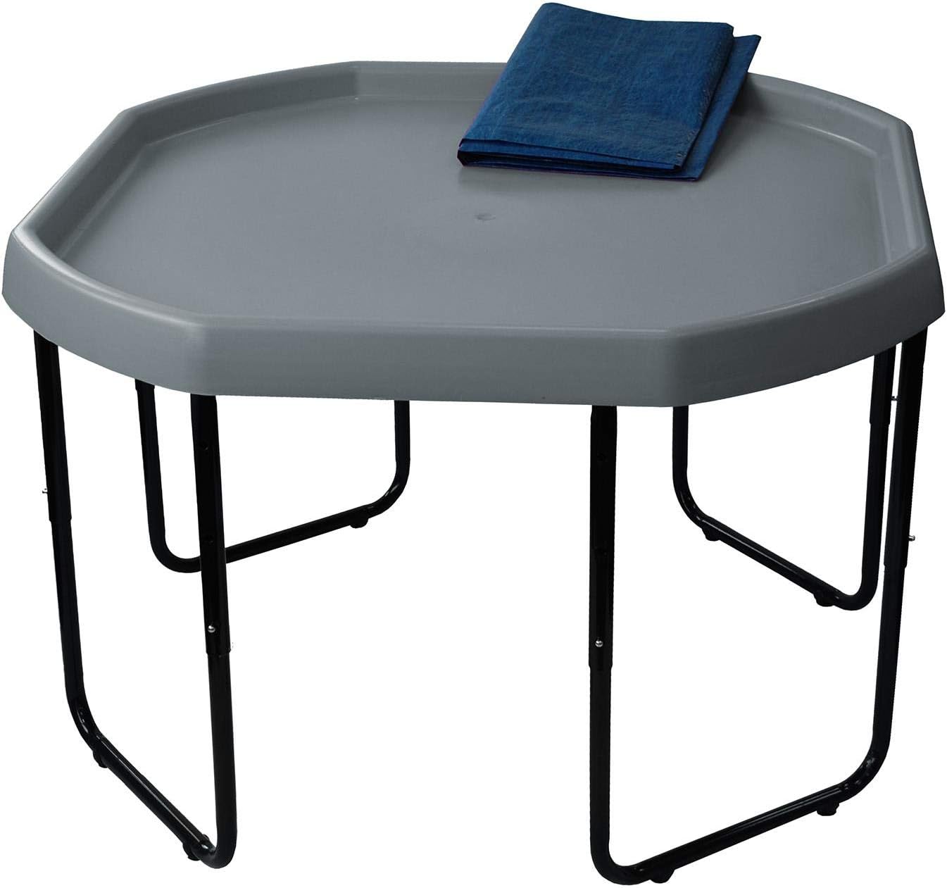 Children's Large Plastic Sand & Water Mixing Play Tray - GREY - 100cm x 100cm with 3 Tier Height Adjustable Stand and Protective Cover Sheet.