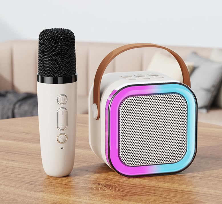 TechPride Portable USB Microphone and Bluetooth Speaker Set, LED RGB Lights, Wireless Speaker with Handle-image-5