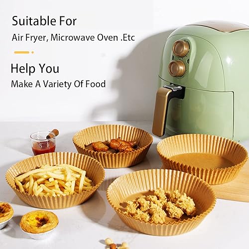Miniatura 5 de Forros de papel para freidora de aire, 100 piezas de papel pergamino para microondas, forro desechable antiadherente para freír, hornear, cocinar,
