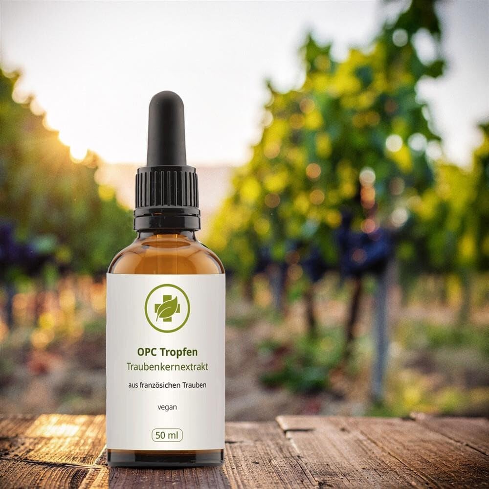 OPC Traubenkernextrakt Tropfen – 50ml – Vegan – Hochkonzentriert aus französischen Weintrauben – Alkoholfrei – ohne Zusätze