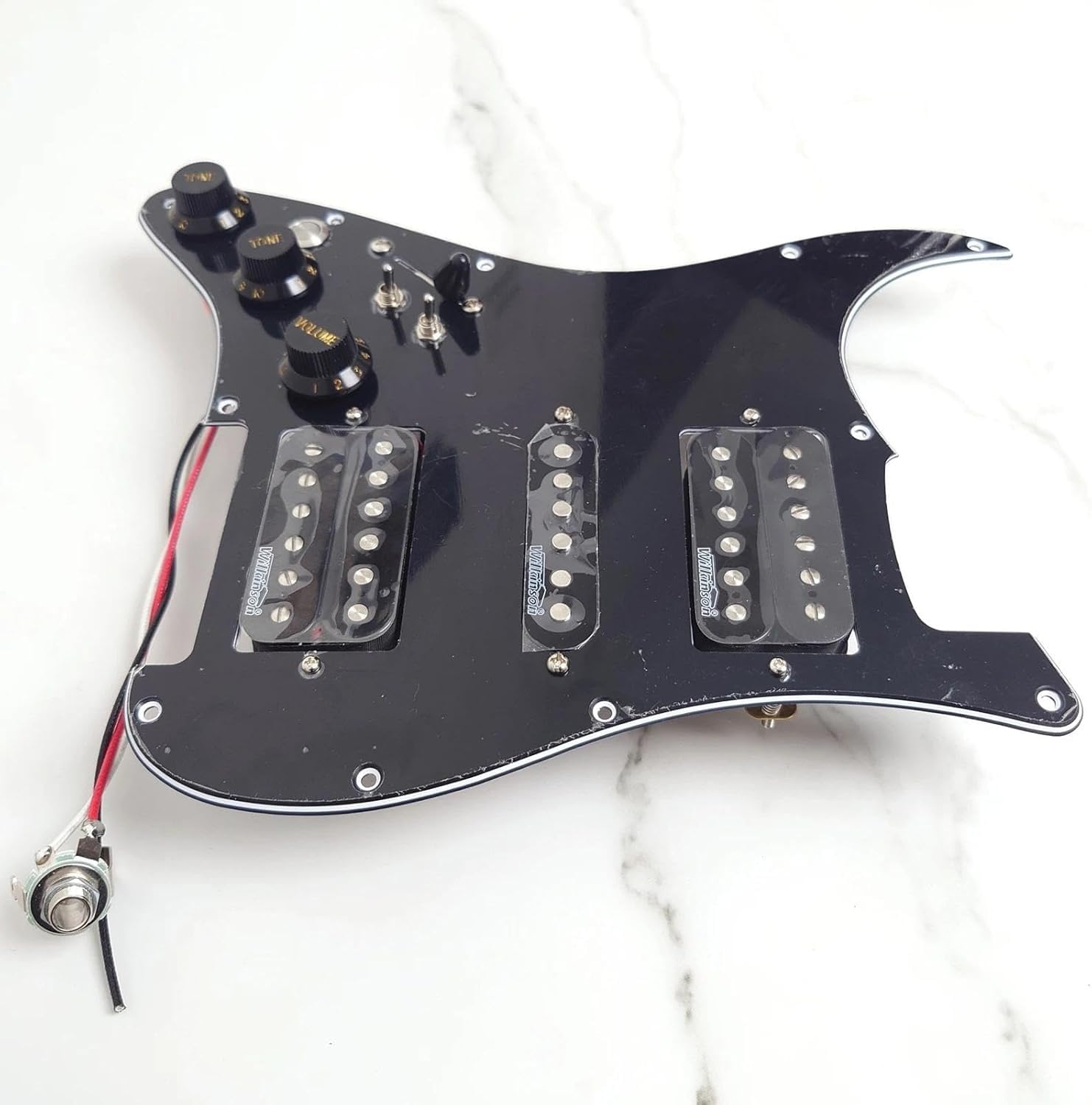 Gitara leworęczna wstępnie okablowana, ładowana Pickguard, z przetwornikami HSH single-coil/Humbucker, przełącznik wyciszania rozdzielania cewki, osłona kostki do gitary Fender Strat Części zamienne