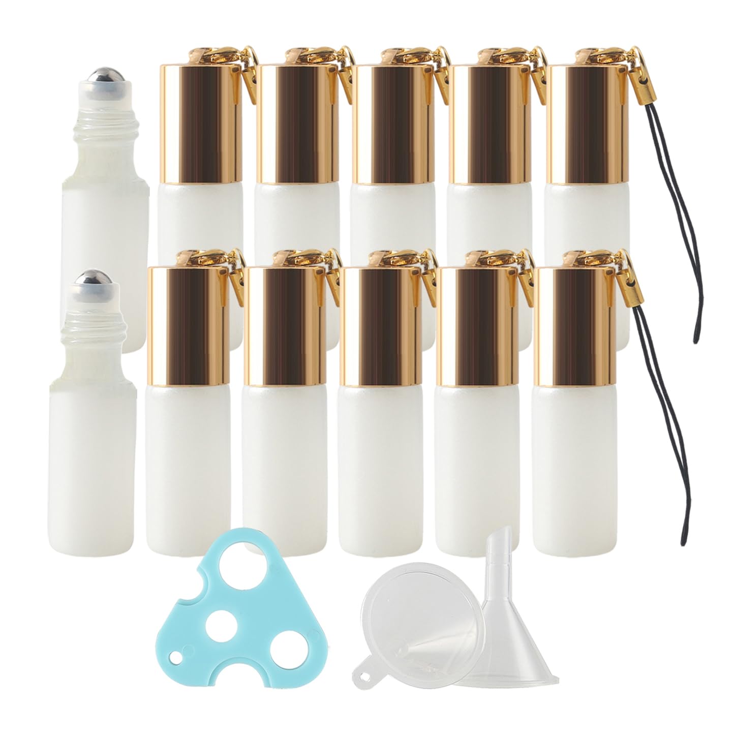 48 pièces 5ml Bianco Flacons Roll-on en Verre Flacon Roller Rechargeable avec Couvercle, pour le parfum Parfums Huiles essentielles