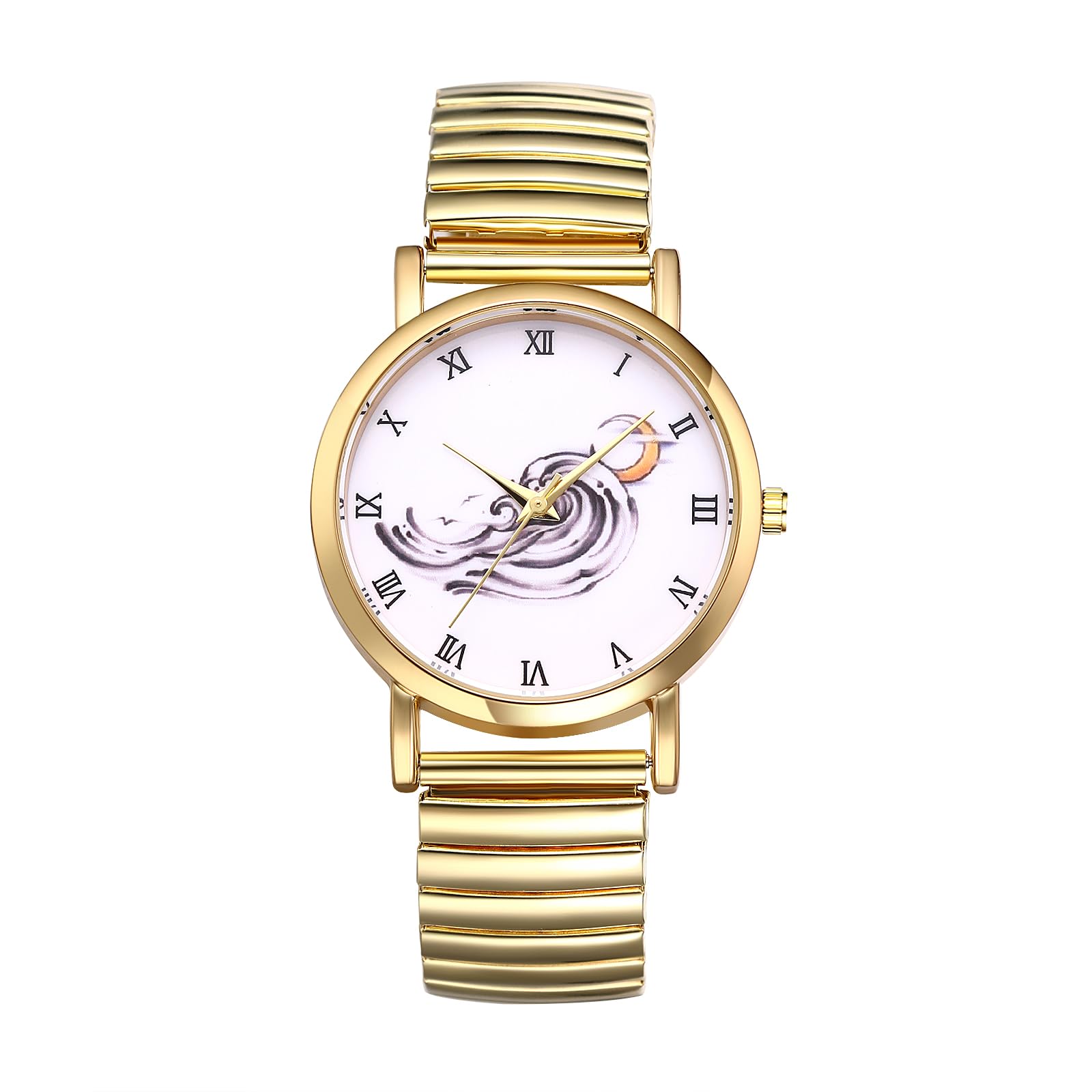 Avaner Uhren Herren Damen Armbanduhr: Paaruhr mit elastischem Armband Elegante Damenuhr Herrenuhr mit römischen Zahlen 1ATM Wasserdicht perfekt für Valentinstag Jahrestag als Romantisches Geschenk