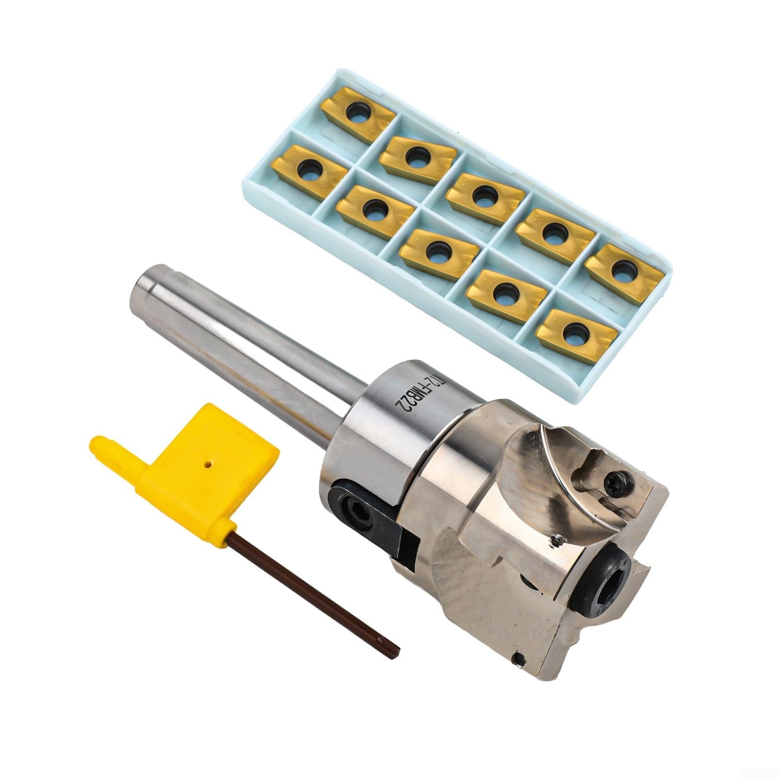 MT2-FMB22-M10 Dorn mit 400R 50 mm Planfräser und 10 APMT1604 Hartmetalleinsätzen für schweres CNC-Fräsen, Halterung aus legiertem Stahl, 4 Schlitze, inkl