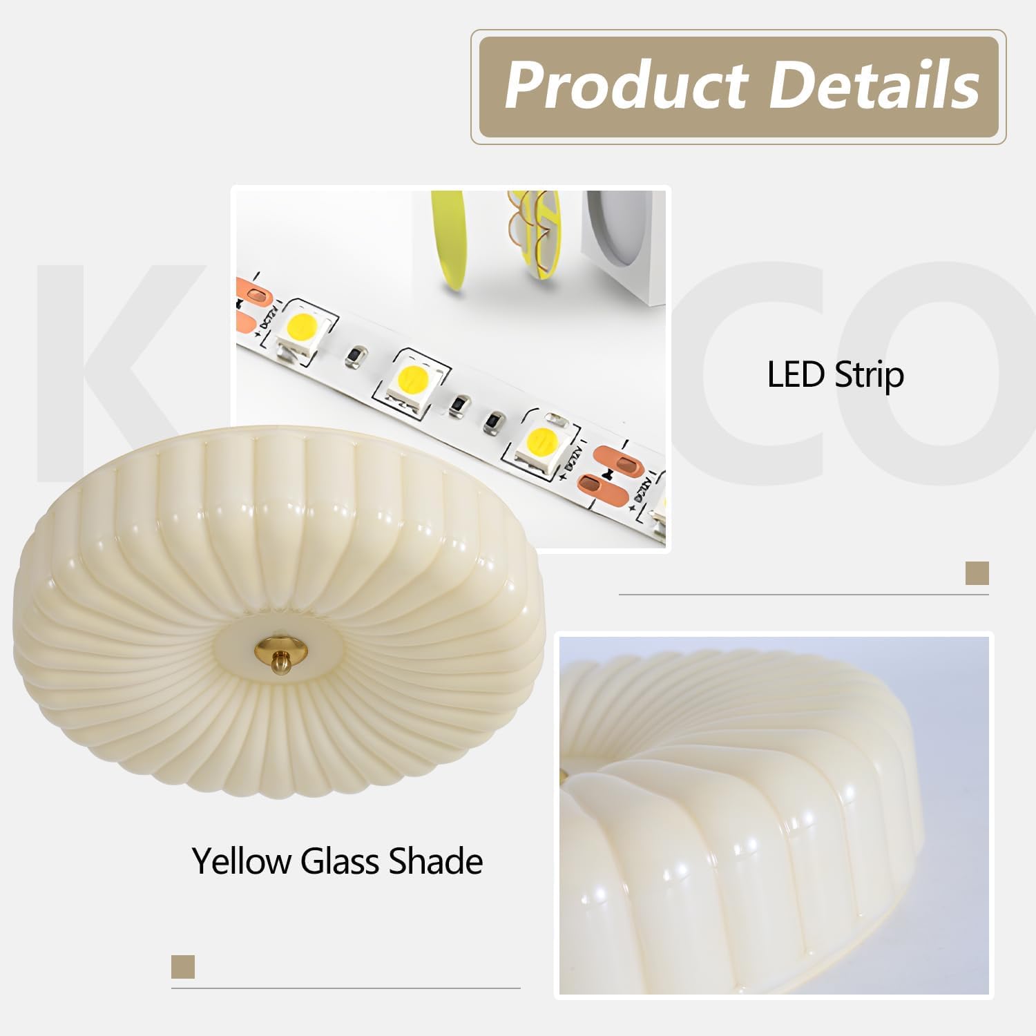 KCO Plafoniera LED Rotonda In Ottone Spazzolato E Bianco – Semi Incasso 20 Cm Per Corridoio, Camera E Portico, Design Moderno A Coste