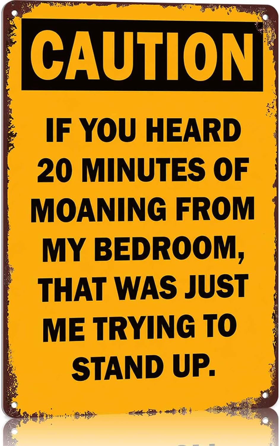 Funny Bedroom Caution Joke Metal Sign Warning Wall Decor 8 x 12 Inch