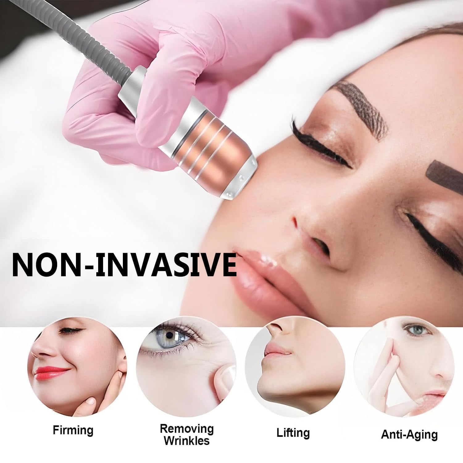 Equipo Profesional Radiofrecuencia Facial Hifu,Aparato Antiarrugas con Estructura Portátil Y Dos Asas,Reafirmación Y Lifting Integral,Dispositivo Belleza Ideal para Expertos En Estética Facial