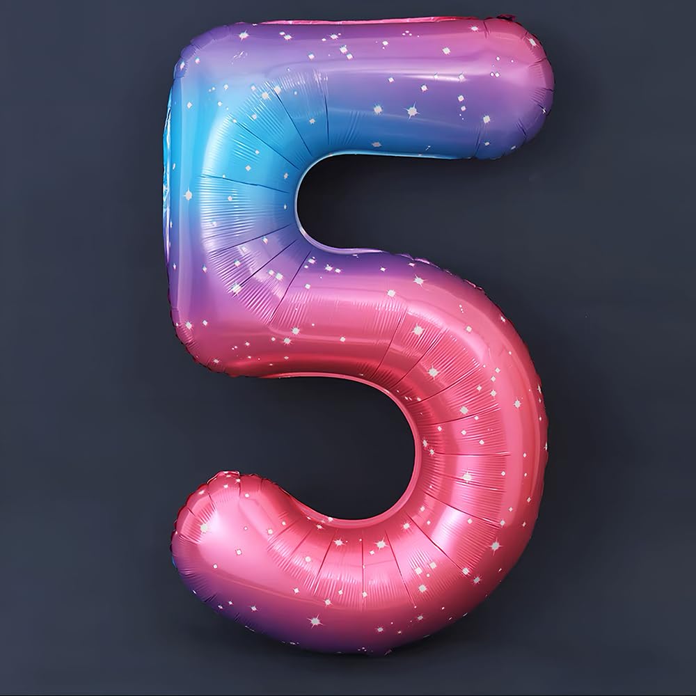 Foil Globo Número 5 Azul 40" (101cm), Inflable Helio o aire, Gigante Numeros 0-9, 10-19, 20-29, 30-100, Grande Globos Decoración para La Boda Aniversario y Cumpleaños Fiestas — view 535