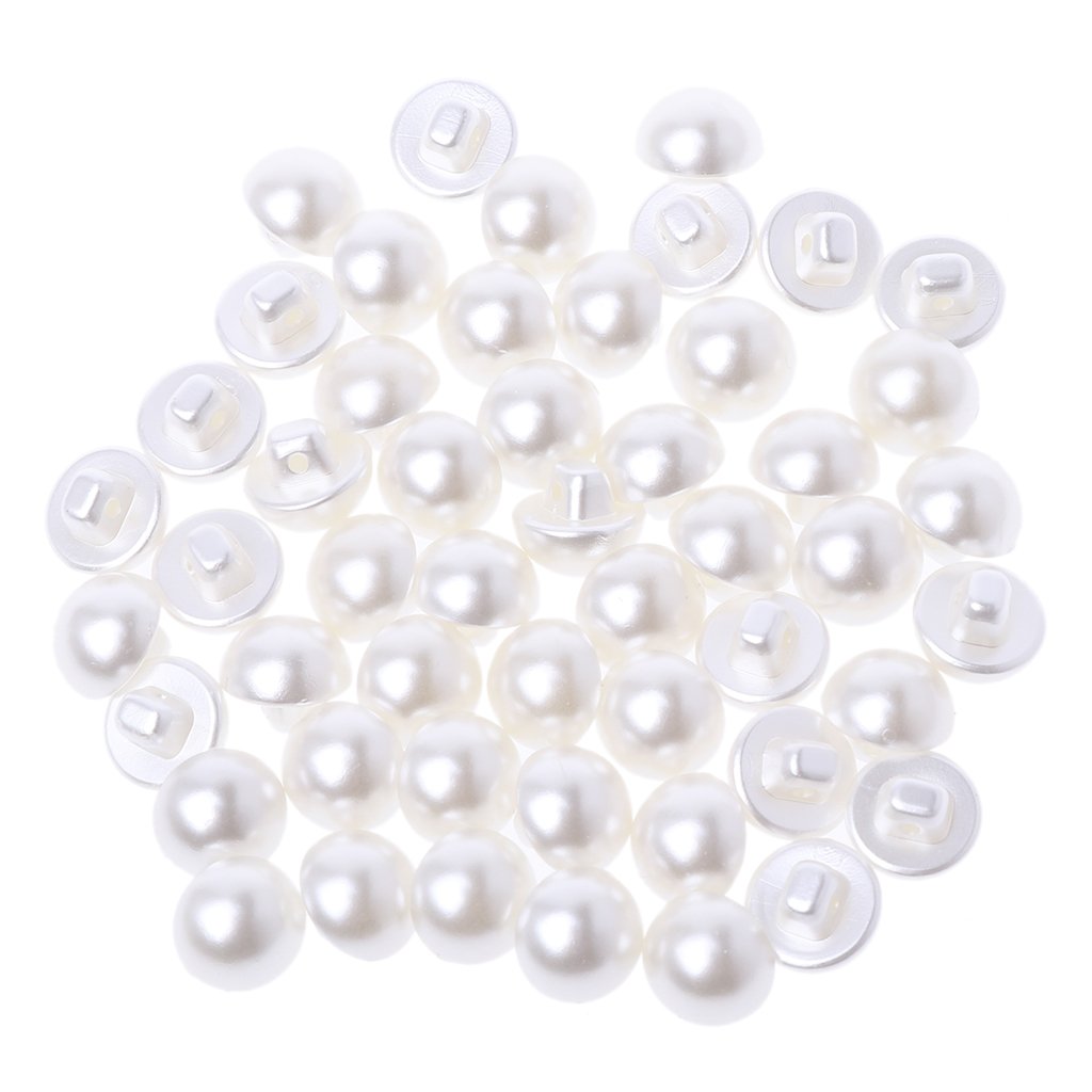 niumanery 50Pcs Faux Pearl Buttons Fit Sewing Scrapbook Backhole Sewing Crafts 10/11.5mm 11.5mm
