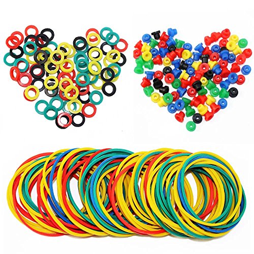 ITATOO Colorful Tattoo Grommets Nipples O Ring and Rubber Bands 300 Pcs