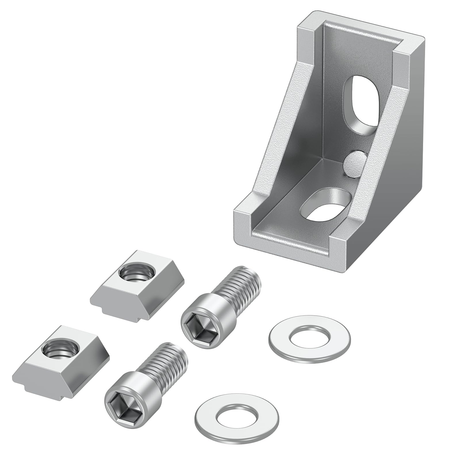 EYPINS 20 pièces Équerres de Fixation Aluminium 28x28x20mm - Pour Profilé à Rainure 6mm - Connecteurs d'Angle Droit avec Boulons M5x10mm - Série 2020