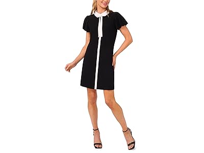 CeCe Collared Bow Neck Puff Sleeve Knit Dress Women