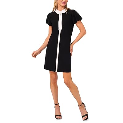 CeCe Collared Bow Neck Puff Sleeve Knit Dress Women