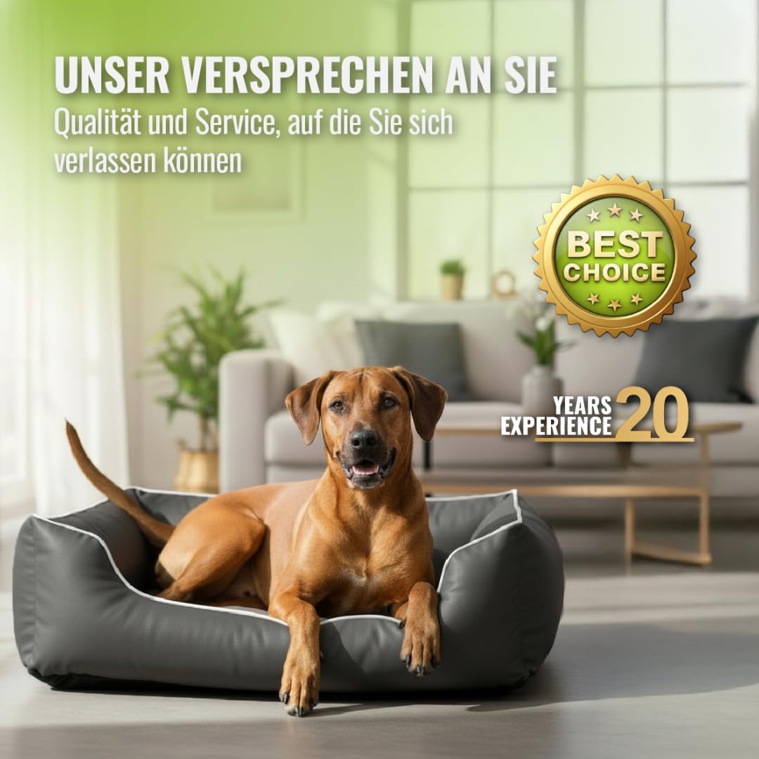 Cama para perros CopcoPet Rocco 2 en 1, impermeable y de piel sintética, con colchón de plástico para perros con espuma de copos o espuma viscoelástica ortopédica
