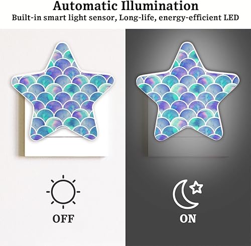 Miniatura 4 de Lámpara de noche LED enchufable con sensor de atardecer a amanecer, luces nocturnas de sirena turquesa púrpura para pasillo, cocina, baño,