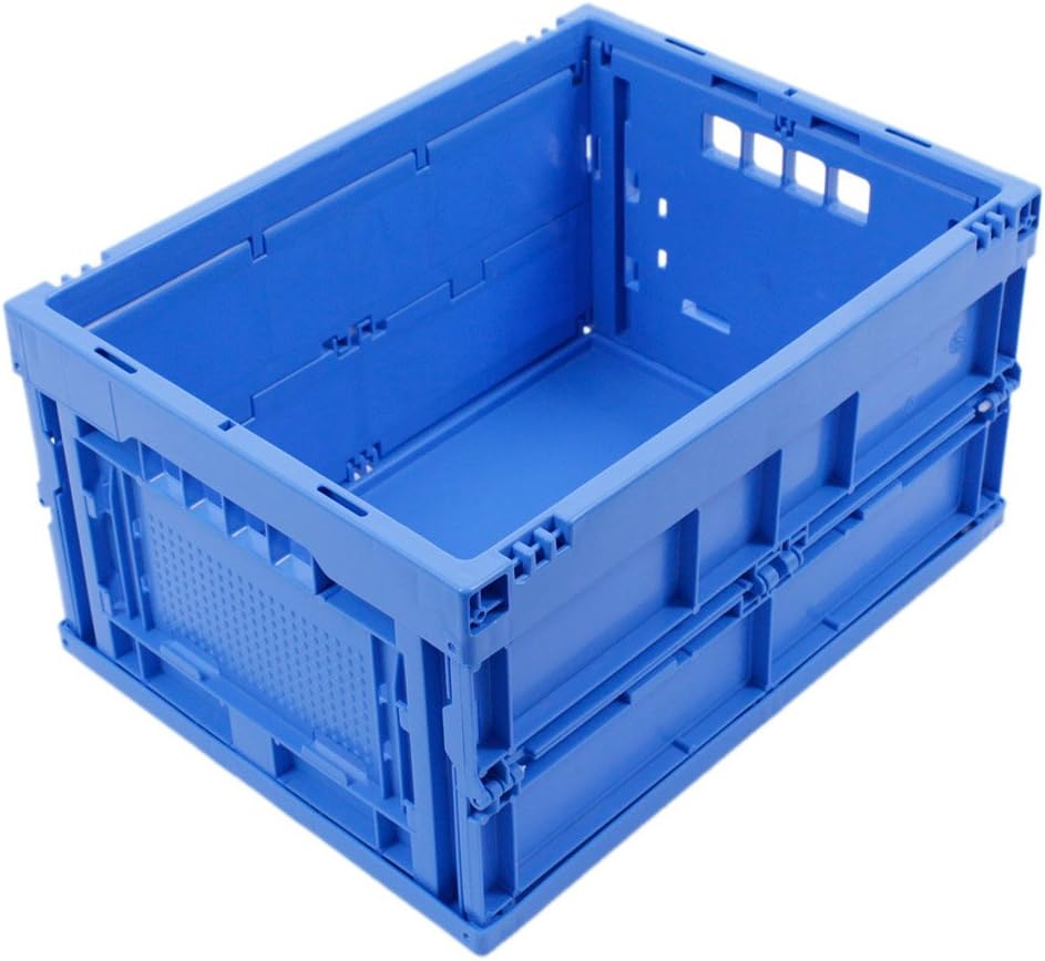 FOLDING STORAGE BOX 20 L, boxes for storage, plastic boxes, strong stackable container, 40x30x22cm, blue