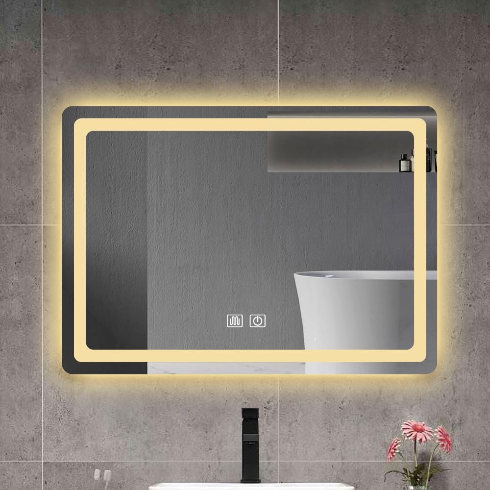Yestar 27 Inches Led Bathroom Vanity Mirror – Polished Crystal, Smart Lighted Wall Mirror with Natural Lighting,-Fog, Dimmable for Makeup & Shaving