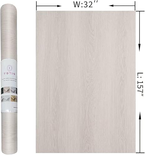 Miniatura 7 de TOTIO Papel tapiz de madera de roble extra ancho, color beige y blanco, vinilo de grano de madera de roble, papel de contacto de roble, despegar y