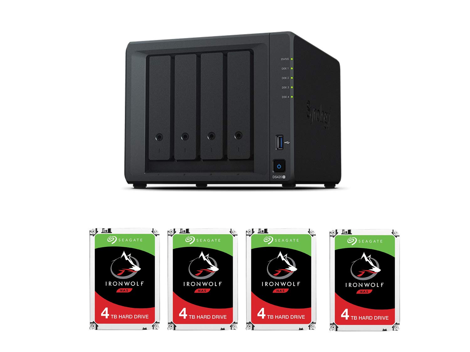 Synology DiskStation DS420+ Pre-Configured with Seagate Hard Drives (16TB (4x4TB))