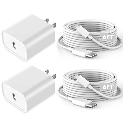 Fast iPhone Charger, iPhone Charger Fast Charging 2Pack Quick Chargers 6ft Long USB C to Lightning Cable Quick Charging Cord USB Charge Block Adapter for iPhone 14 Plus/14 ProMax/13 Mini 12/11/XS/iPad
