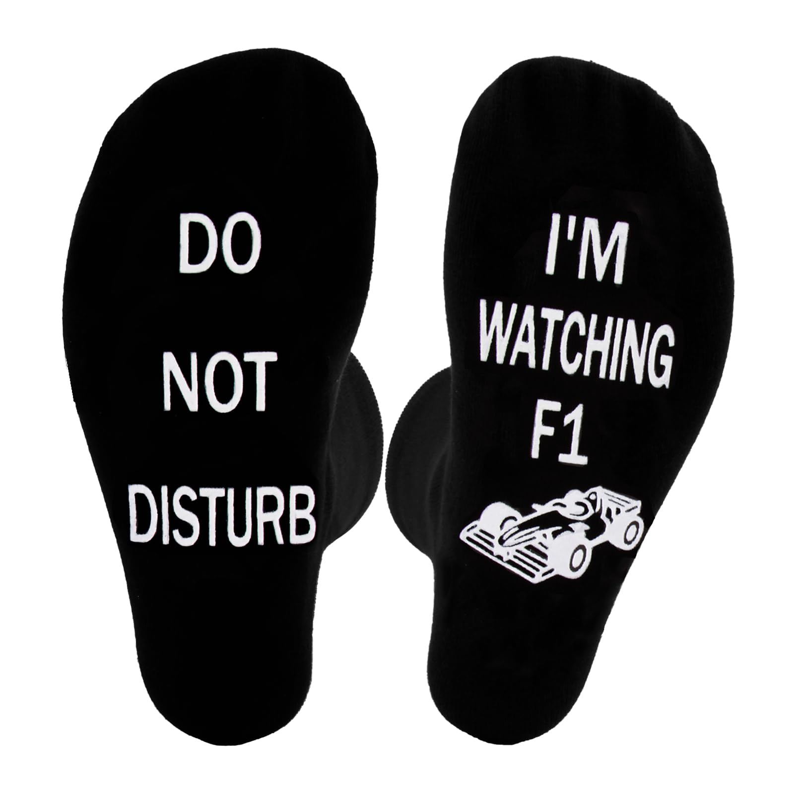Jesiah Funny Socks for Men, Formula 1 Socks DO NOT DISTURB I'M WATCHING F1 Non-Slip Novelty Socks with Grippers F1 Gifts Father's Day Birthday Present for Men Who Have Everything Teenage Boys