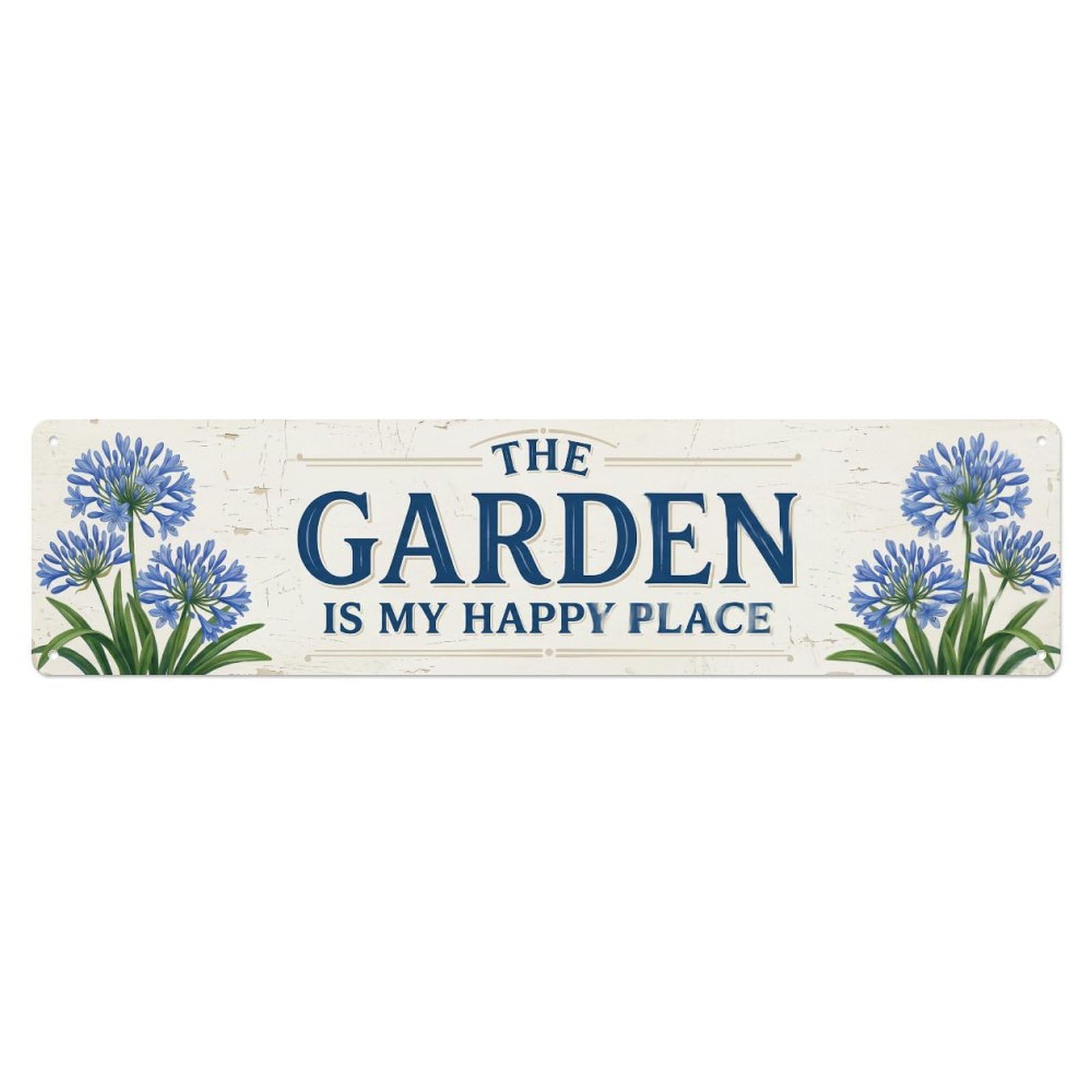 Vintage The Garden Is My Happy Place Agapanthus Metal Tin Sign