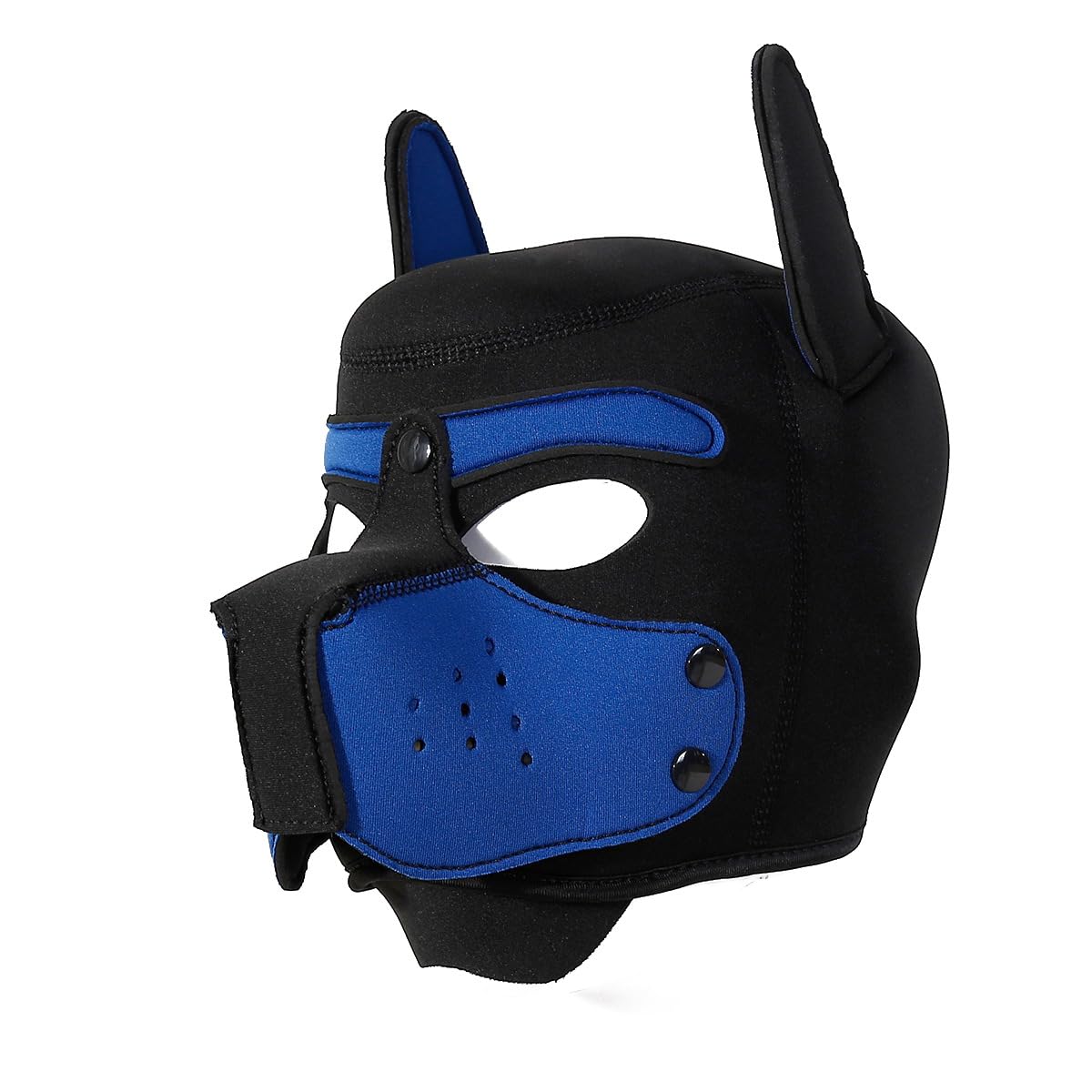 Minvy Adults Neoprene Puppy Hood Mask, Removable Cosplay Dog Full Face Pup Hood Pup Mask for Halloween (Blue)