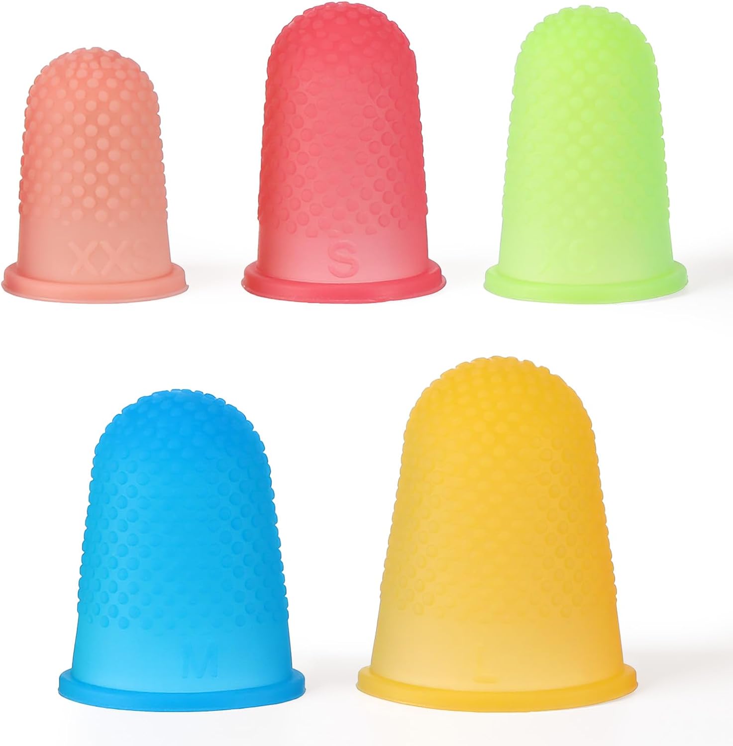 5Pcs Rubber Fingers Tips for Sorting Paper Thimbles for Hand Sewing Rubber Finger Gripper Protectors for Knitting Hand Embroidery Fingertip Grips Cover for Paperwork Counting Crafts