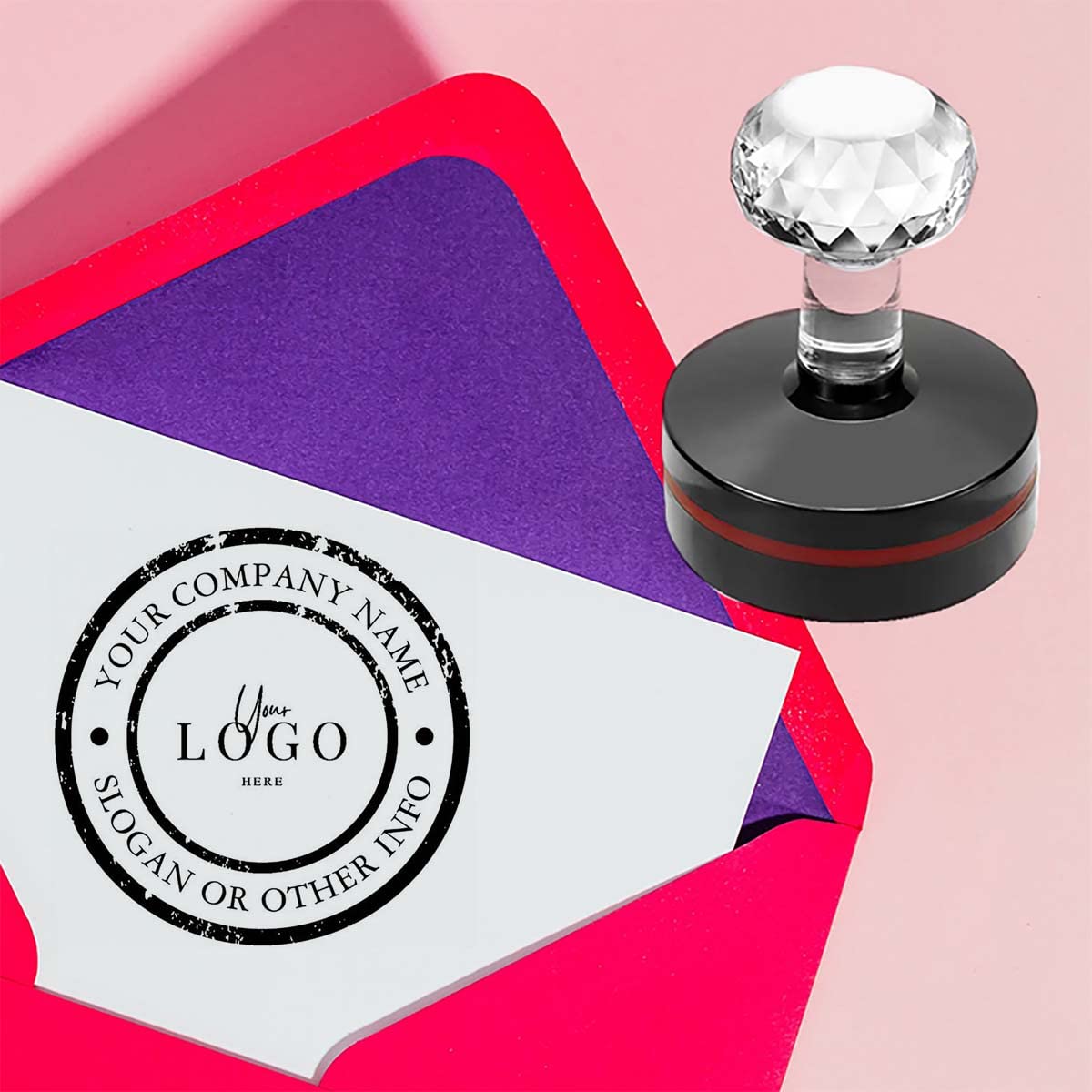 Personalised Large Self-Inking Business Logo Stamp – Custom Round Brand & Website Stamp for Small Businesses (Design Style 1)