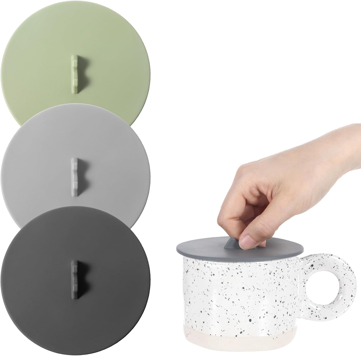 3 Pcs Silicone Cup Covers Mug Cover Silicone Lids For Glass Cups Colored Universal Cup Lids Reusable Mug Cover Food Grade Dust-Proof Airtight Seal Lids Anti-Dust Airtight Seal (3)