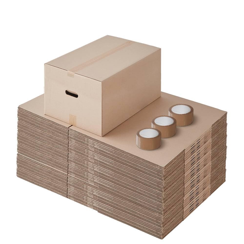 Pack and Move - Zestaw 60 kartonów do przeprowadzki drugie życie - 57 x 39 x 34 cm - Ponownie użyte kartony - Druga ręka - 1 klej w prezencie