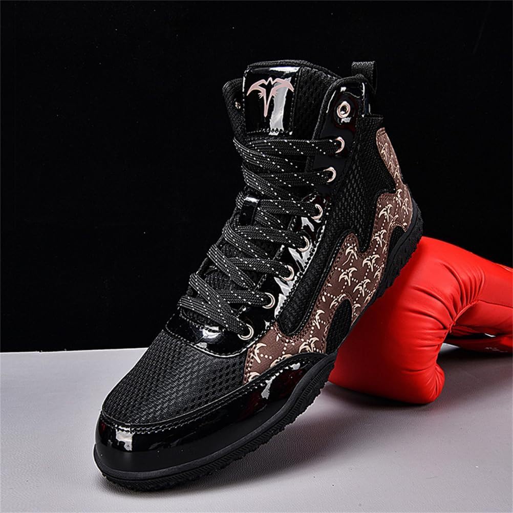 Chaussures de Lutte pour Hommes, antidérapantes, pour entraînement de Kickboxing, Powerlifting, Musculation et haltérophilie,Noir,40 EU