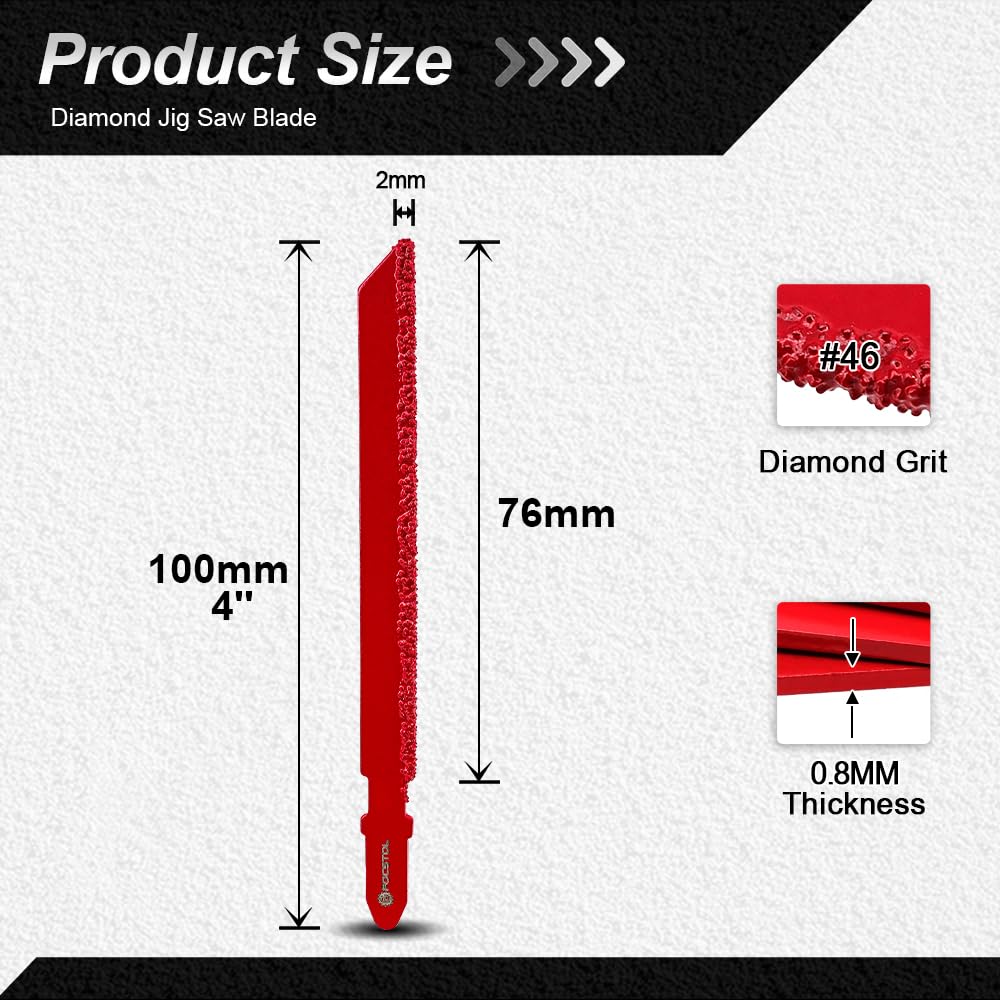FOCSTOL Lama Seghetto Alternativo Diamantata - 3 pezzi 100mm Disco Taglio con Gambo a T per Vetroresina Marmo Plastica Legno Grana 46