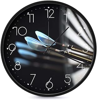 Darts Arrows Wall Clock for Home, Battery Operated Silent Clock for Office, Fashionable Round Wall Clocks with Arabic Numerals for Kitchen, Living Room, 9.8inch White
