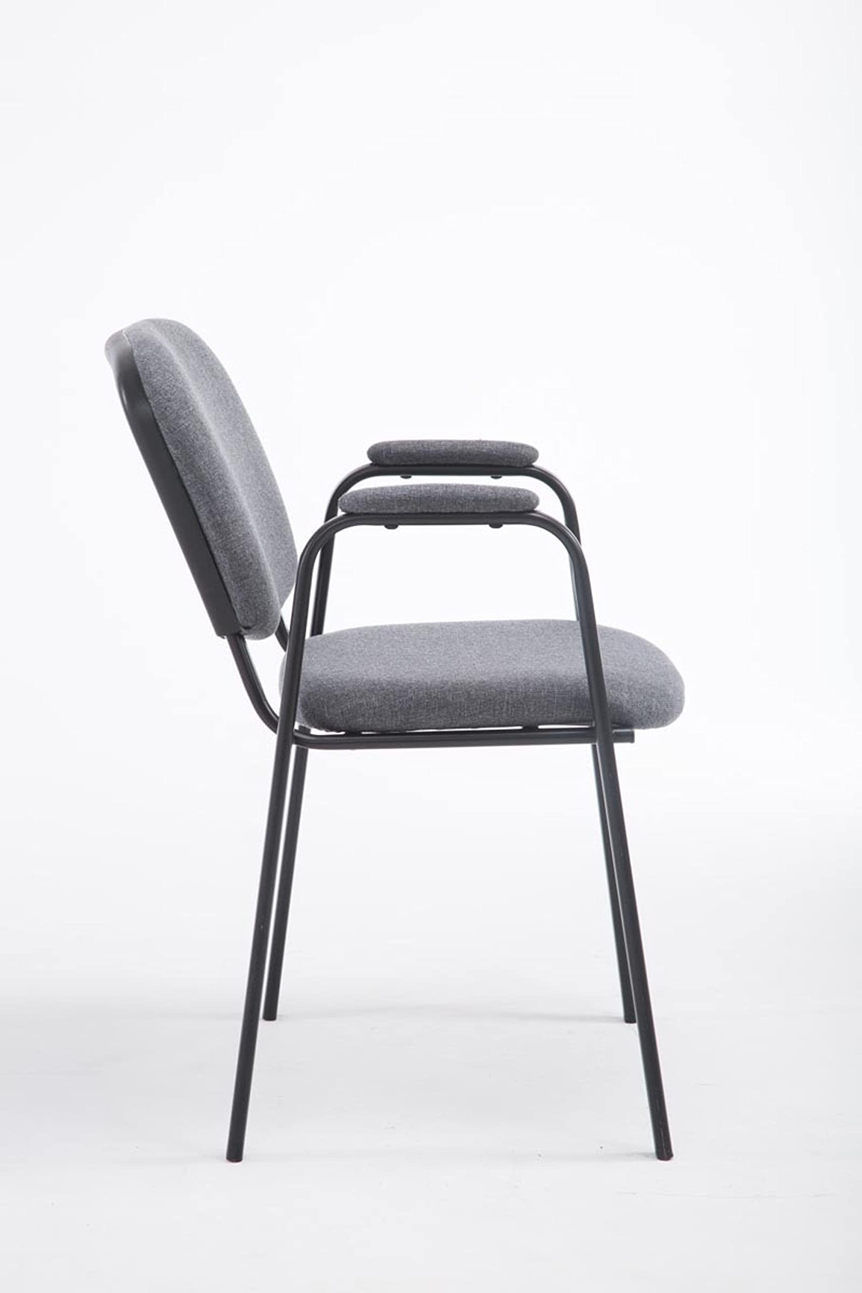 CLP Chaise de conférence Ken Pro empilable avec accoudoirs rembourrés, revêtement Tissu, piétement métal Noir Robuste jusqu'à 150 kg, Couleur:Gris