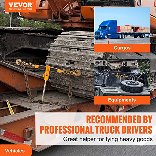 Image of VEVOR Ratchet Chain Binder 3 /8-1 /2 12000 lbs G80 Hook Detachable Handle Heavy Duty Load Binder, Tie Down Hauling Chain Binders for Flatbed Truck Trailer, Black & Yellow