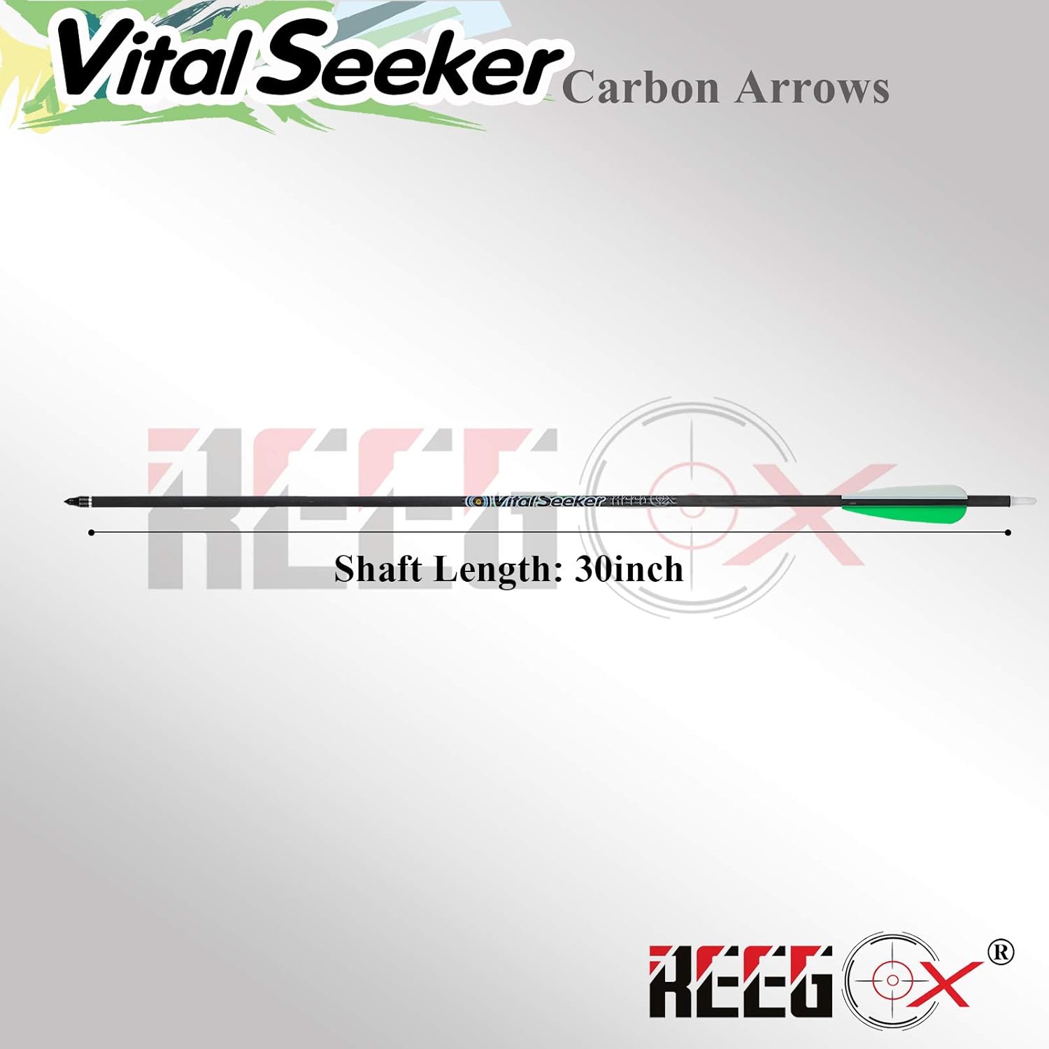 REEGOX Carbon Arrows Vital Seeker Hunting Arrows with 100 Grain Field Points Practice Target Arrows for Archery Compound Bows and Recurve Bow (12 Pack)