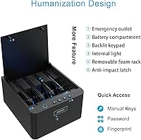 Vista 4 de Cajas fuertes biométricas portátiles de 4 pistolas para pistola con puerto USB-C, seguro para pistola de acceso rápido, caja fuerte para pistola