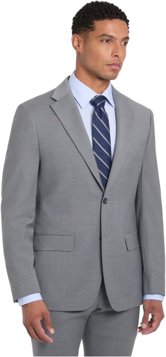Tommy Hilfiger Mens Modern fit Suit Jacket Blazer 56 R Light Grey Solid Wool