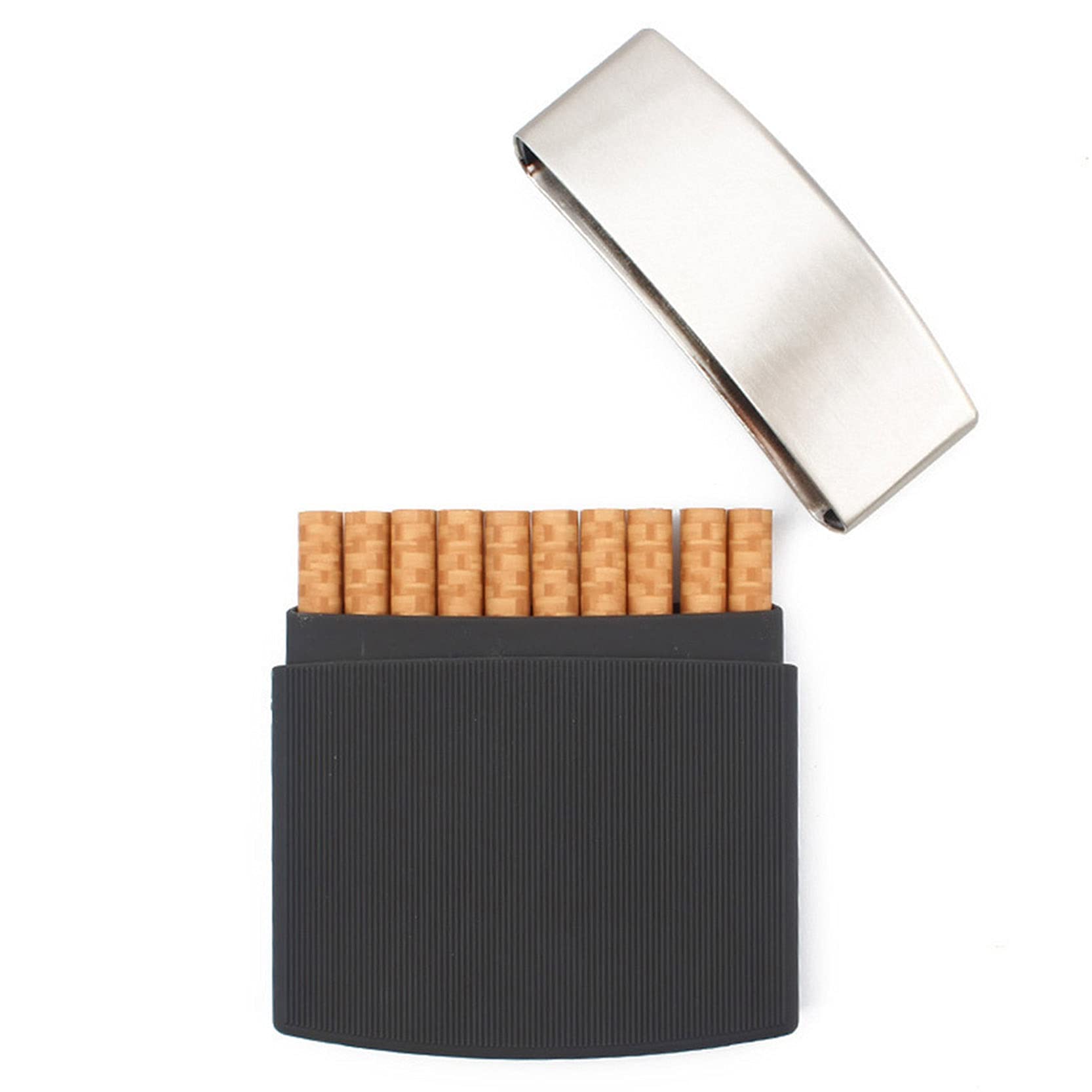 Metalowe etui na papierosy， wodoodporne i odporne na ciśnienie etui na papierosy， kreatywne i przenośne， ściśle dopasowane， stylowe wzornictwo， mieści 10，A-92 * 88 * 13mm