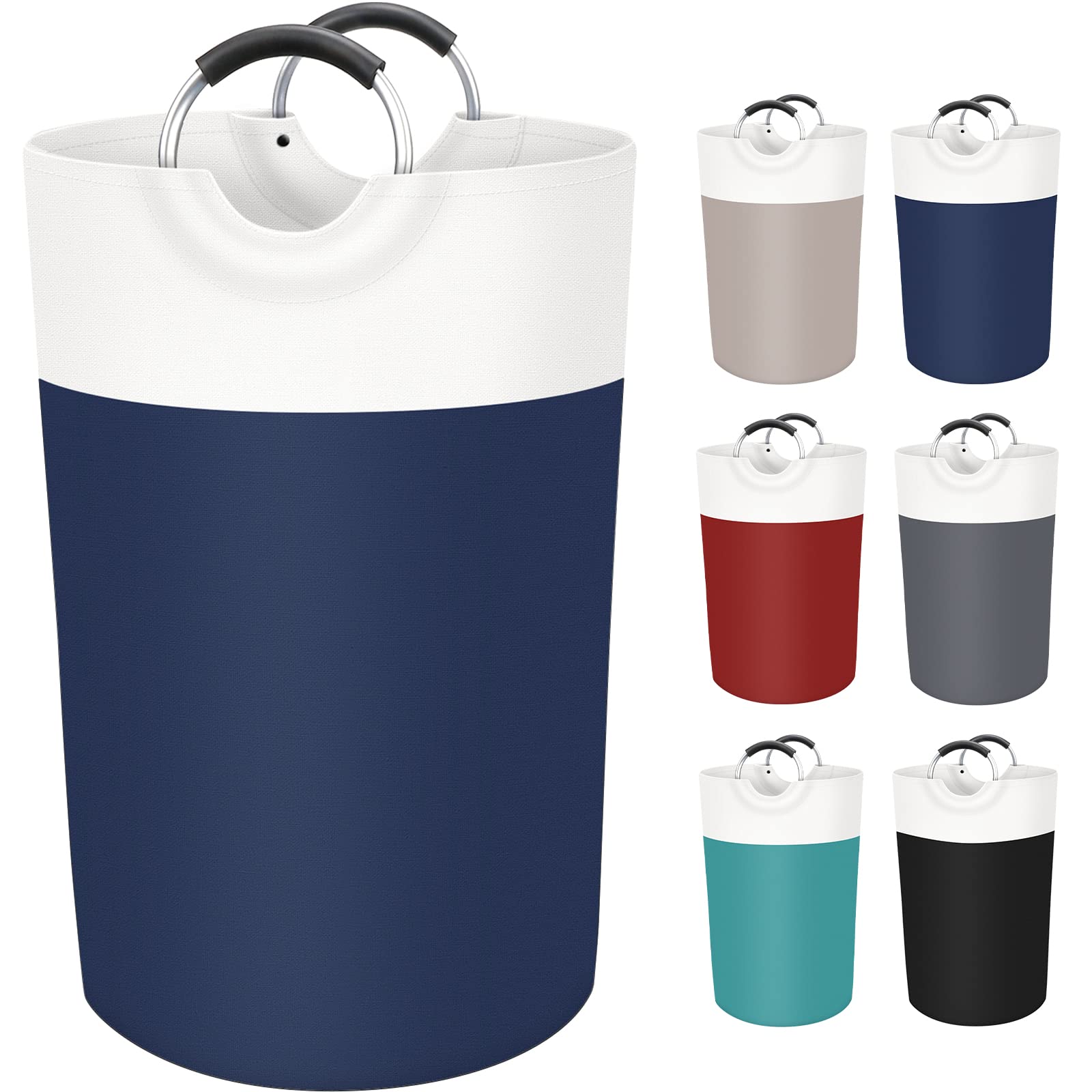 BlissTotes 115L Laundry Basket, Freestanding Collapsible Hamper, Blue