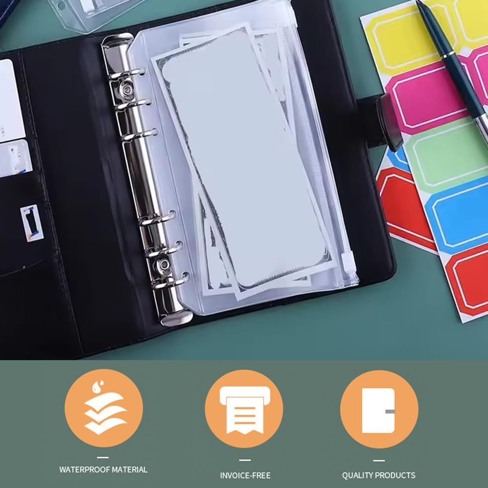 Budget Planner A6, Organizador Dinero, Cuaderno Archivador, Libreta de Ahorro, Ahorrar Dinero, Adecuado para Almacenar Dinero en Efectivo, Cupones, Entradas, Sellos, etc. (Negro)