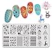 BEAUTYBIGBANG 4Pcs Nail Stamping Plate Christmas Theme - Santa Reindeer Snowflake Tree Bell Winter Image Plate Nail Art Design Stamp Kit Manicure Template Set New Year Gift